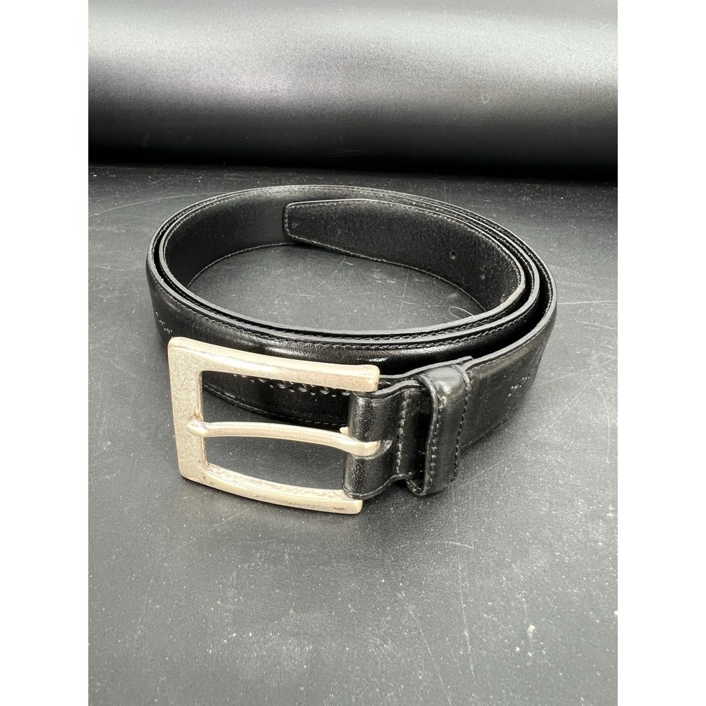 Allen Edmonds Mens Dress Belt Black Leather Made In USA Brass Buckle Great Cond.